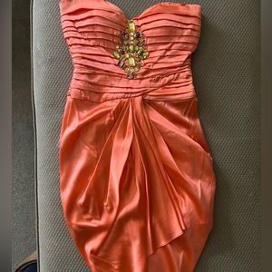 Bebe coral strapless cocktail dress